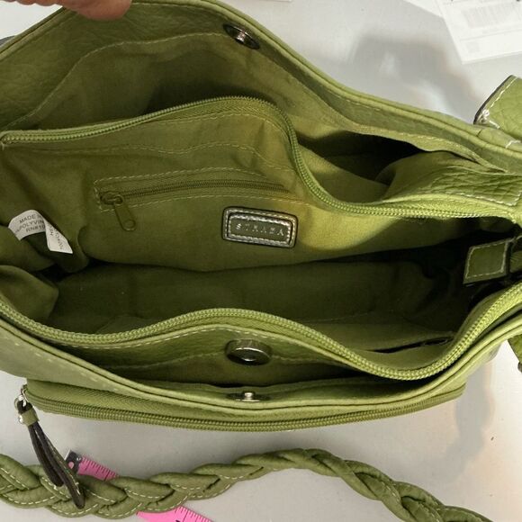 Strada Forest Green Shoulder Bag with a braided handle - Picture 7 of 10